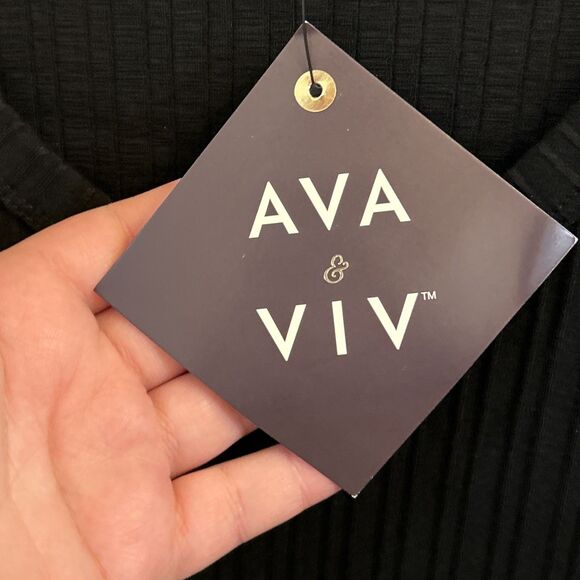 NWT Ava & Viv Tank Top 3X Black Plus Size Ribbed Cotton Blend Sleeveless Shirt - Picture 9 of 16